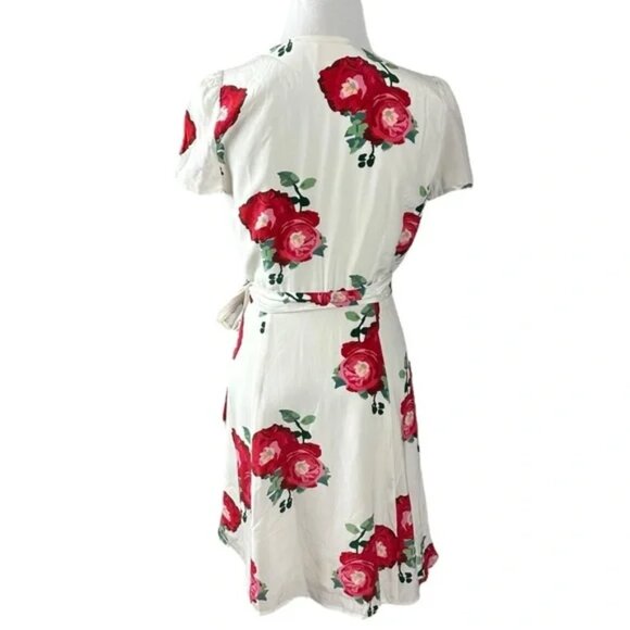 Sezane Anastasia Silk Floral Wrap Dress Ecru Peony Size 34 US 2 - Picture 4 of 11